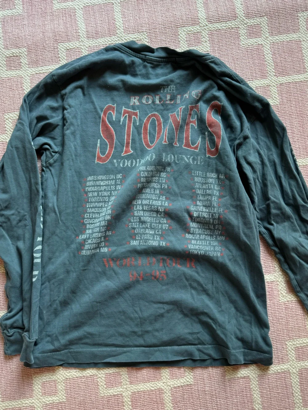 Daydreamer Black Long Sleeve Rolling Stones Graphic Tee with Red Tongue Logo